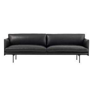 Muuto - Outline Canapé 3 places, noir Refine Cuir / noir