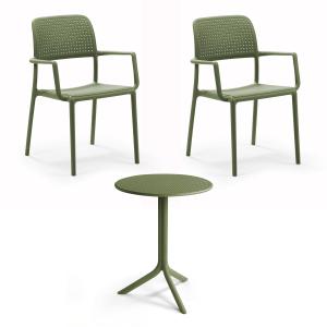 NARDI - Bora chaise à accoudoirs (2x)   Step table, agave