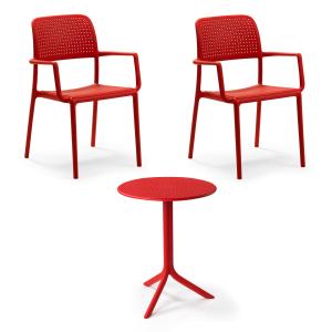 NARDI - Chaise à accoudoirs Bora (2x)   table Step, rouge