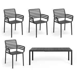 Nardi - Doga Chaise avec accoudoirs (4x)   table à rallonge…