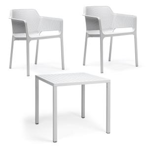 NARDI - Net chaise avec accoudoirs (2x)   Cube table 80, bl…
