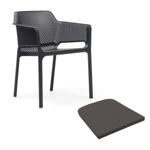 NARDI - Net - Chaise avec accoudoirs et assise, anthracite