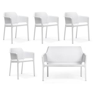 Nardi - Net Banc   4x Net Chaise avec accoudoirs, blanc