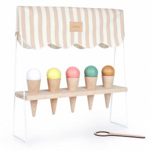 Nobodinoz - Ice Cream Corner Jouets en bois, taupe stripes