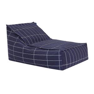 Nobodinoz - Vibes Long Pouf (pour adultes), navy blue grid