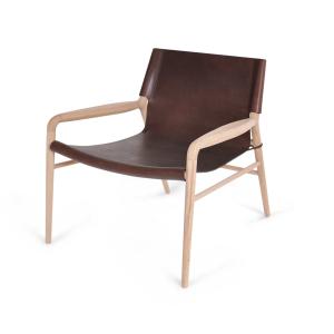 Ox Denmarq - Rama Lounge Chair , chêne savonné / cuir mocca…