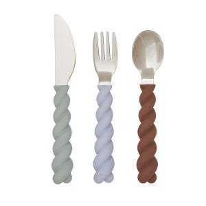 OYOY - Mellow Couverts pour enfants, pale mint / choco / ic…