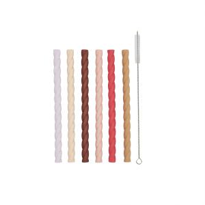 OYOY - Mellow Paille en silicone Ø 1 cm, cherry red / vanil…
