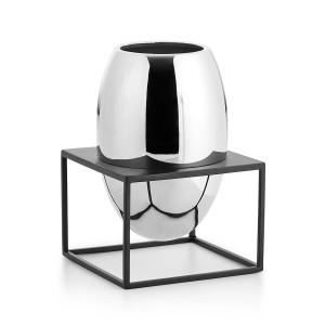 Philippi - Solero Vase L dans son support, argent / noir