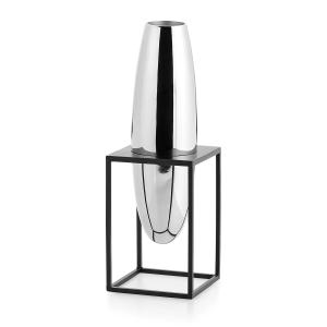 Philippi - Solero Vase S sur pied, argent / noir