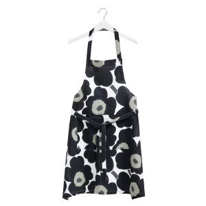 Marimekko - Pieni Unikko Tablier, blanc / noir / olive