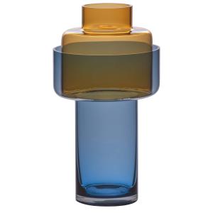 Remember - Vase en verre Aura, Ø 17 x H 31 cm, bleu / ambre
