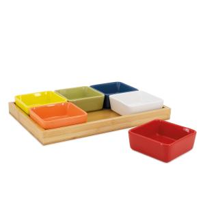 Remember - Set de barquettes avec plateau en bois, multicol…