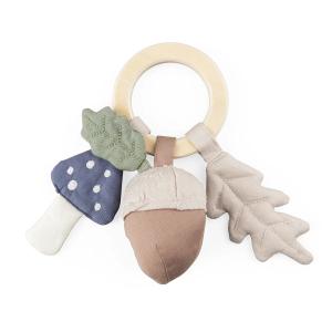 Sebra - Hochet en coton bio, feuille / champignon / gland,…
