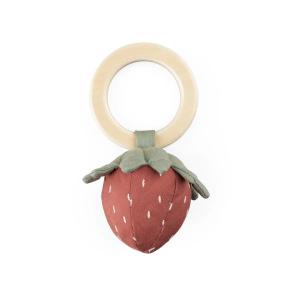 Sebra - Hochet en coton bio, fraise, rouge