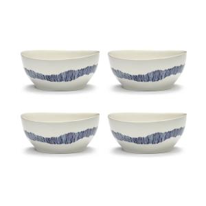 Serax - Feast Bol, Ø 16 cm, blanc / bleu rayé (set de 4)