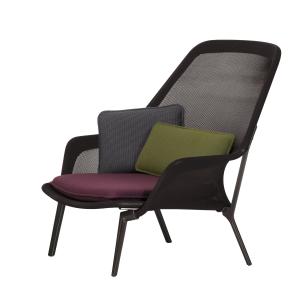 Vitra - Slow Chair, revêtement chocolat / tricot marron / p…