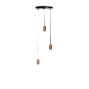 Tala - Brass Triple Lampe suspendue, noir / noix / laiton