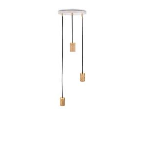 Tala - Brass Triple Lampe suspendue, blanc / chêne / laiton