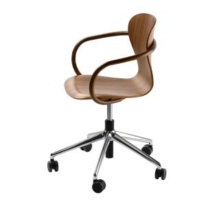 Thonet - S 220 FDRW Chaise pivotante à roulettes, noyer / p…