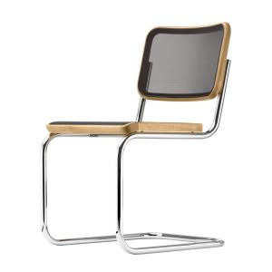 Thonet - S 32 N Chaise, chrome / chêne / résille noire (Pur…