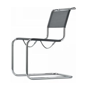Thonet - S 33 N Chaise, Chrome / Tissu argenté