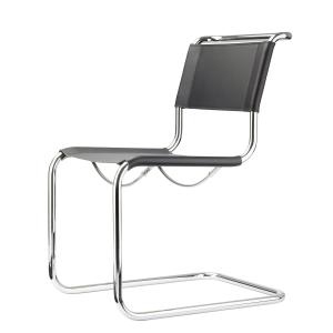 Thonet - S 33 Chaise, chrome / cuir noir