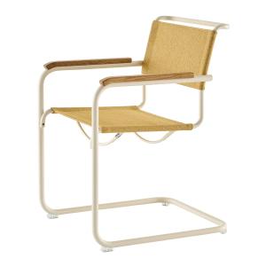 Thonet - S 34 V Chaise avec accoudoirs, blanc perle / corn…