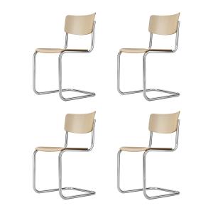 Thonet - S 43 Chaise, chrome / hêtre naturel (TP 17) (lot d…
