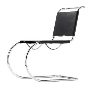 Thonet - S 533 L chaise, structure chromée / cuir noir