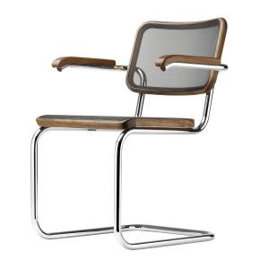 Thonet - S 64 N Chaise avec accoudoirs, noyer huilé / chrom…