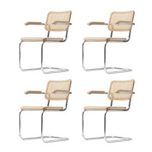 Thonet - S 64 V Chaise avec accoudoirs, chrome / hêtre natu…