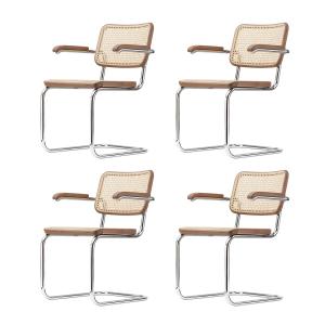 Thonet - S 64 V Chaise avec accoudoirs, chrome / noyer / ca…