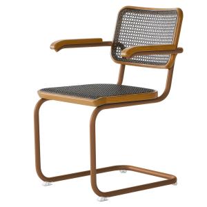 Thonet - S 64 V Fauteuil, ambre / chêne teinté / cannage av…
