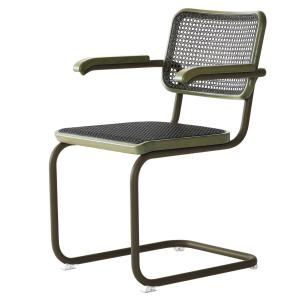 Thonet - S 64 V Fauteuil, vert sauge / chêne teinté / canna…