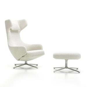 Vitra - Grand Repos et Ottomann, aluminium poli / Nubia ivo…