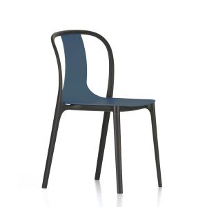 Vitra - Chaise Plastic Belleville, noir intense / bleu mari…