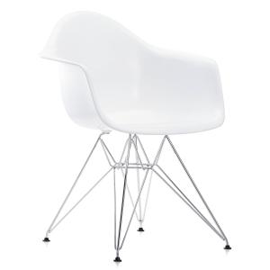Vitra - Eames Plastic Armchair DAR, chromé / blanc (patins…