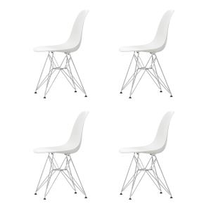 Vitra - Eames Plastic Side Chair DSR, chromé / blanc (patin…