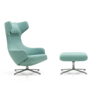 Vitra - Grand Repos Fauteuil et Ottoman, Dumet bleu tendre…