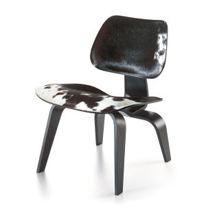 Vitra - LCW chaise, frêne noir, peau de vache noir / blanc