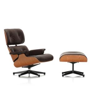 Vitra - Lounge Chair & Ottoman, poli / côtés noirs, cerisie…