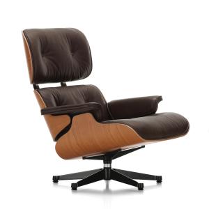 Vitra - Lounge Chair, poli / côtés noirs, cerisier, cuir Pr…