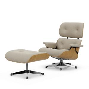 Vitra - Lounge Chair & Ottoman, poli, châtaignier naturel,…