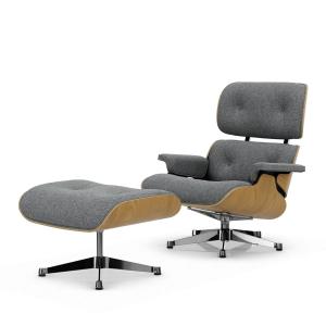 Vitra - Lounge Chair & Ottoman, poli, châtaignier naturel,…
