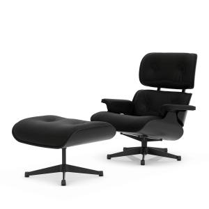 Vitra - Lounge Chair & Ottoman, noir, châtaignier noir, cui…
