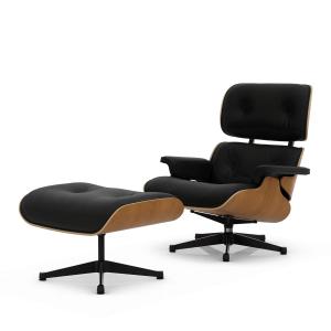 Vitra - Lounge Chair & Ottoman, noir / poli, cerisier natur…
