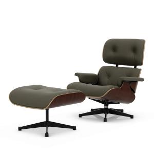 Vitra - Lounge Chair & Ottoman, noir / poli, noyer foncé, c…