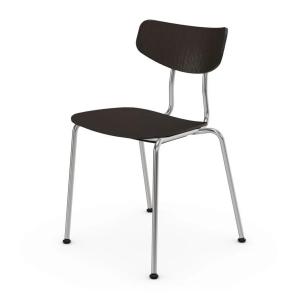 Vitra - Moca Chaise, chêne foncé / chrome brillant, patins…