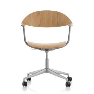 Vitra - Mynt Chaise de bureau piétement 4 branches, chêne n…